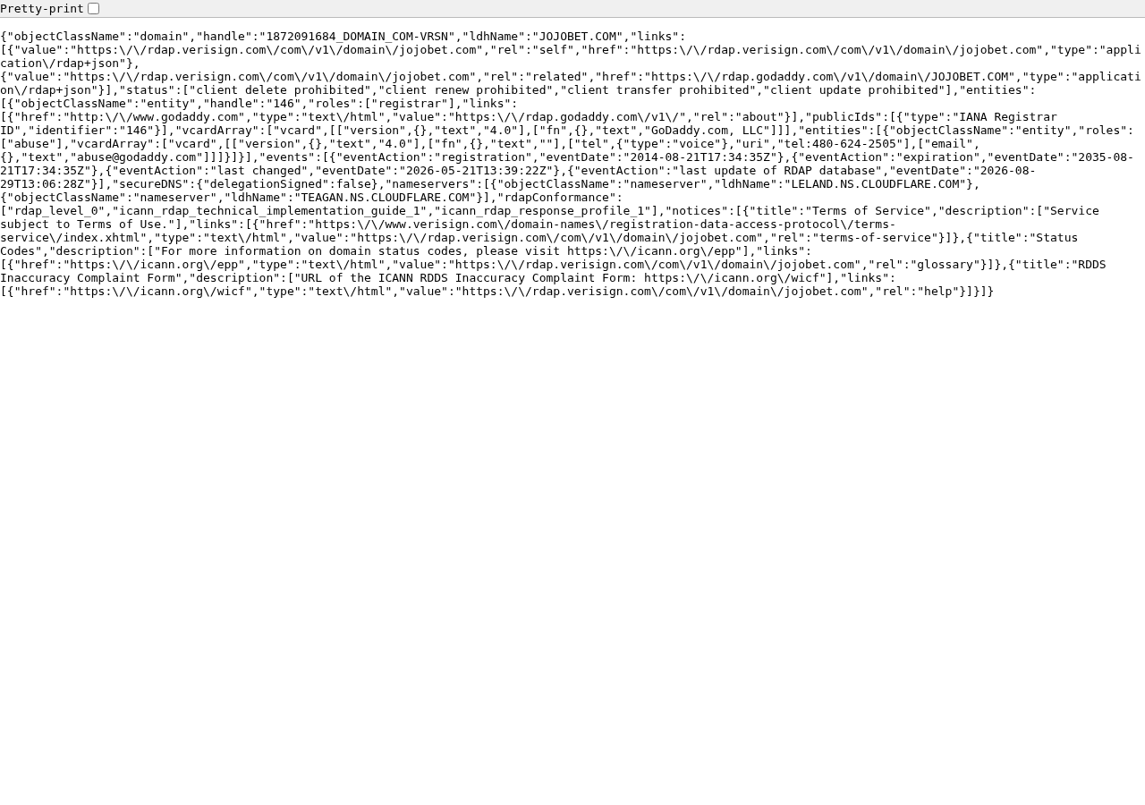 لقطة مؤرخة من Verisign RDAP
