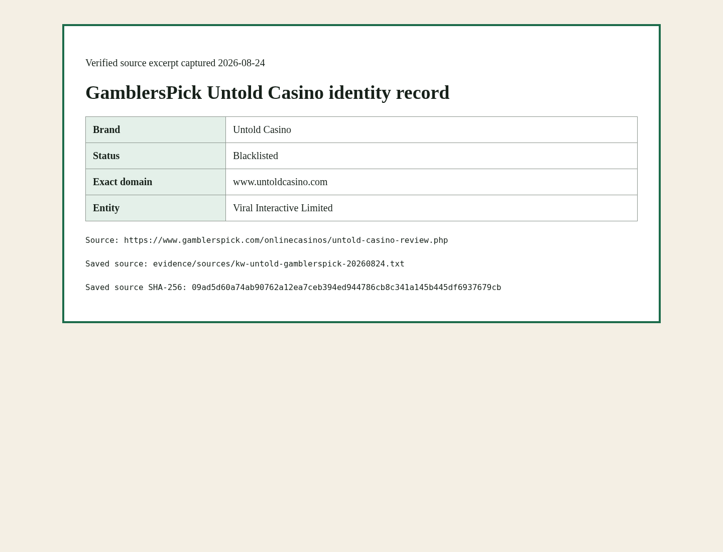 Evidence capture from gamblerspick.com